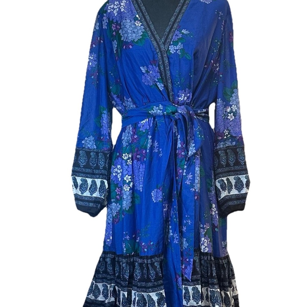 Kobi Halperin Blue Floral Midi Dress
